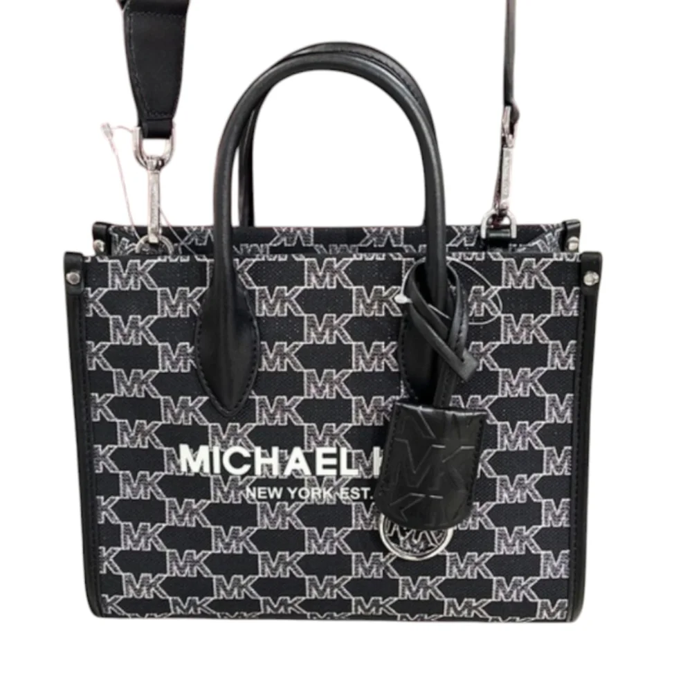 MICHAEL KORS MIRELLA SMALL shopper signature LOGO TOP ZIP black multi CROSSBODY